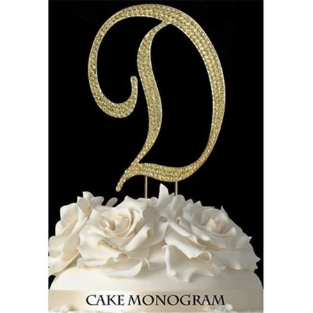DE YI ENTERPRISE De Yi Enterprise 33015-Dg Monogram Cake Toppers - Gold Rhinestone - D 33015-Dg